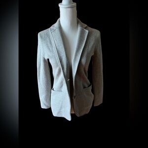 J. Crew Light Gray Knit Sweater Blazer Open Front Tailored Jacket XXS